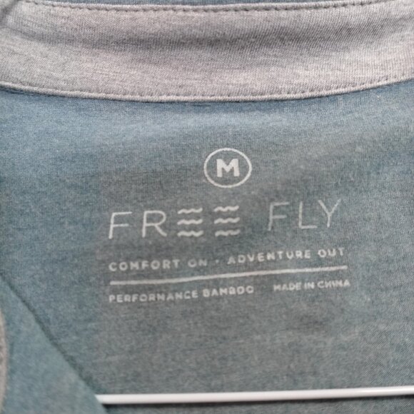 Free Fly Polo Shirt Medium Blue Solid Performance Bamboo Blend - Picture 2 of 5